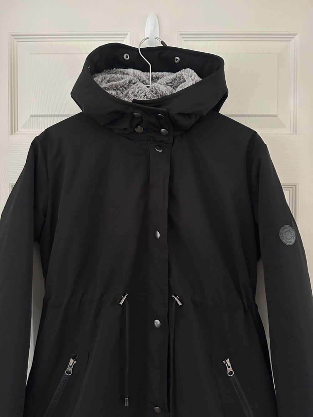 Seraphine Maternity Parka Coat Black Women’s Size 6 *No hood trim or carrier* - Picture 5 of 13